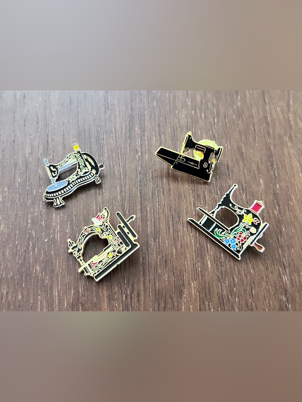 Vintage Sewing Machine Pin Lot Cotilde
Collectable Enamel Pins 4 pc